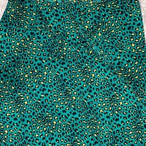 Green Leopard Print Short Sleeve Blouse